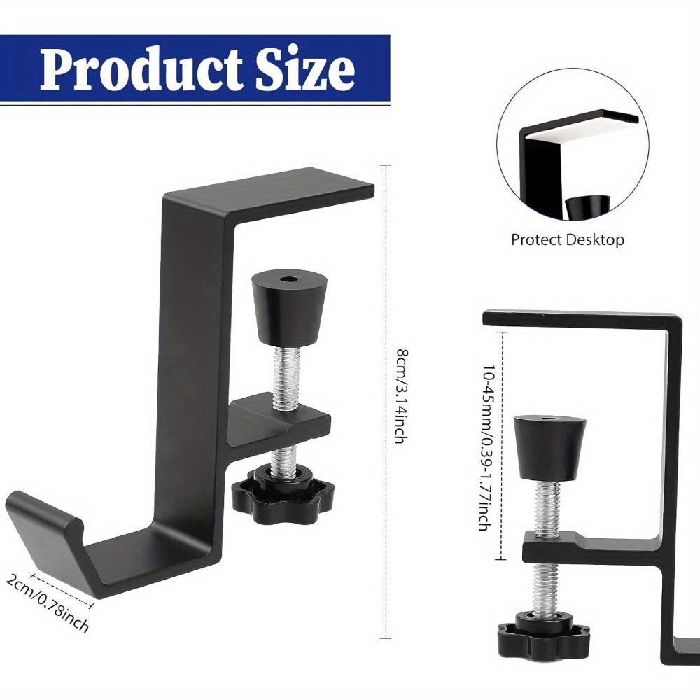 Non-Slip Metal Adjustable Desktop Hook - Ideal for Hanging Backpacks, Handbags, Headphones Wallets No-Drill Installation, Perfect for Home, Office