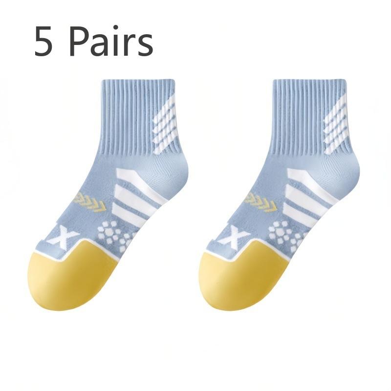 

5 пар женских весенних и летних носков из чистого хлопка с защитой от запаха, новые спортивные носки без пятки 5 Pairs синий