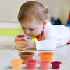 Color Kids 1Set Silicone Hourglass Stacking Cup Montessori Teether Chew Toy Baby Sensory Bath Toy 0-36 M BPA Free Educational