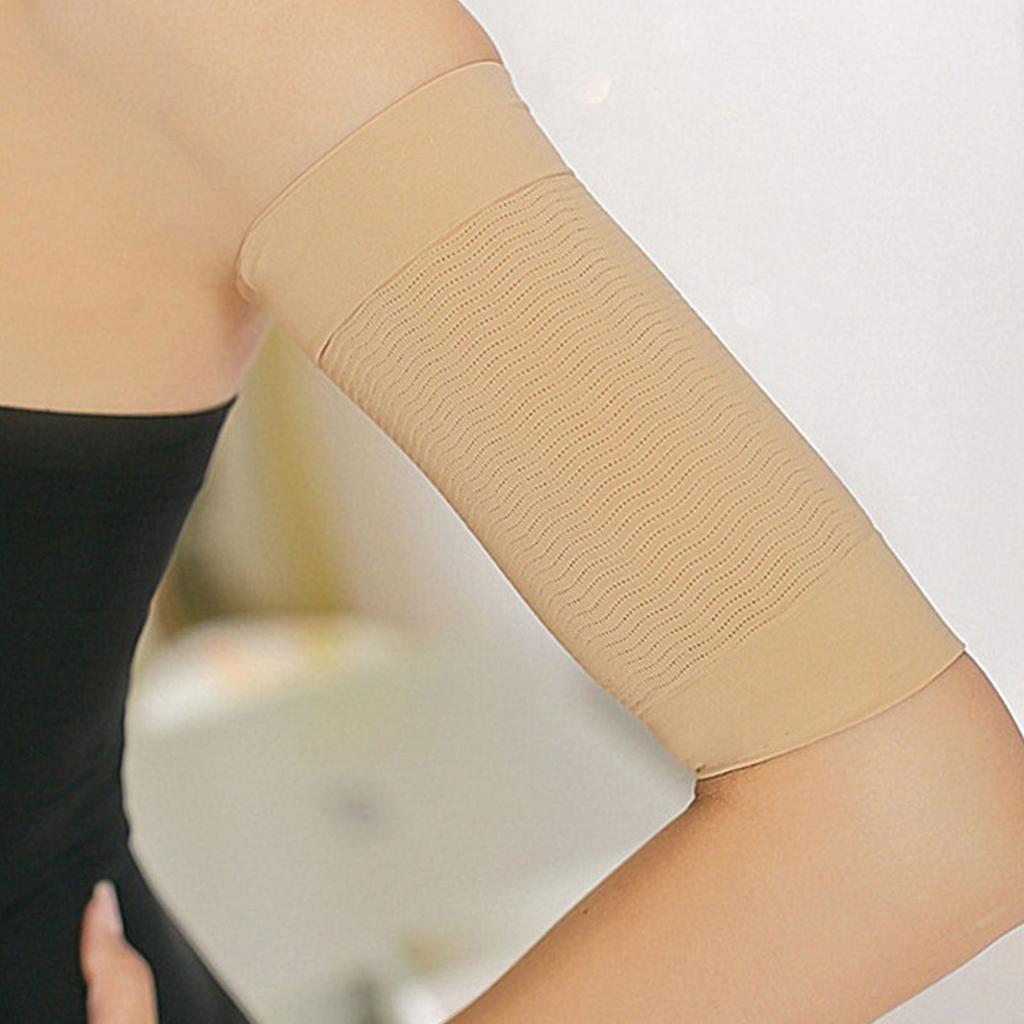 1 Pair Slimming Arm Sleeves Soft Comfortable Breathable Elastic Nylon Large Size Compression Arm Shapers Flesh Color Free Size