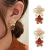 Brown Two Color Flower Drop Dangle Earrings For Women Korean  Jewelry Wedding Party Girl Elegant Jewelry Accessories