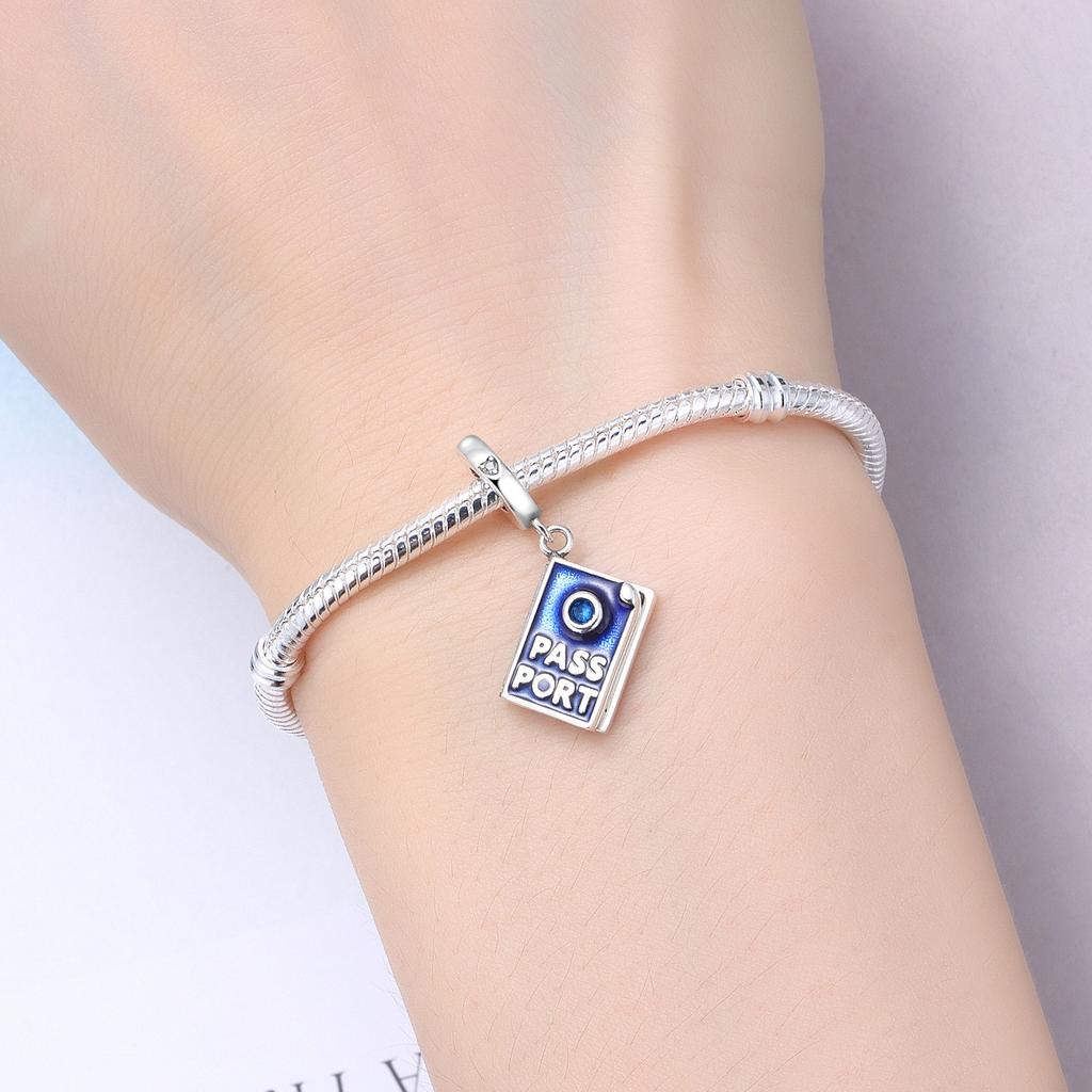 Copper Blue Can Open Passport Beads Original Pendants Bracelet Charm Jewelry Party Diy Trendy Gifts
