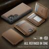 For Samsung Galaxy S26 Ultra Magnetic Case JEEHOOD J10 Leather Back Phone Cover with Detachable Card Holder Kickstand