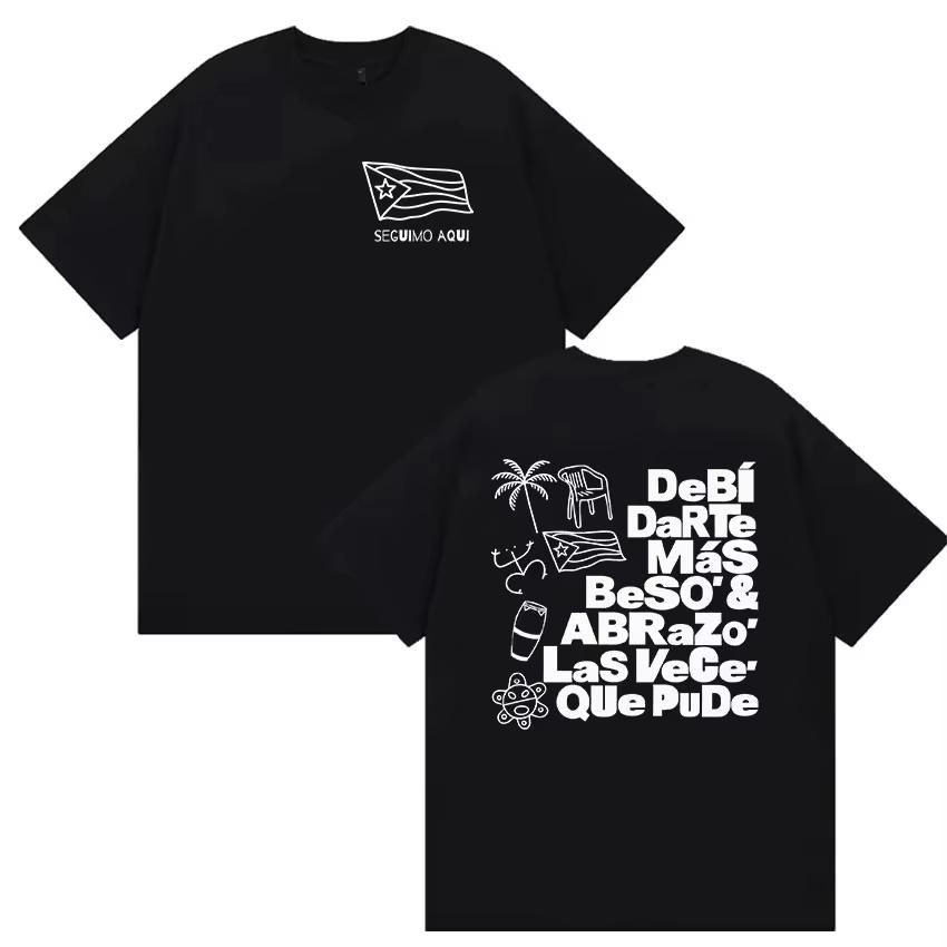 2026 Debi Tirar Mas Fotos Double-sided Print T-Shirt, Bad Bunny 2026 Album Fan Gift, Y2K Men Women Casual Cotton Loose T-shirt Short Sleeve Tee Tops 4XL