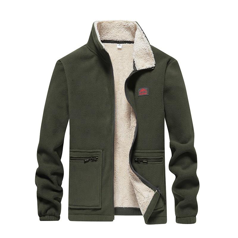 Mens Fleece Jacket With Stand Collar Lightweight Outdoor Coat Men