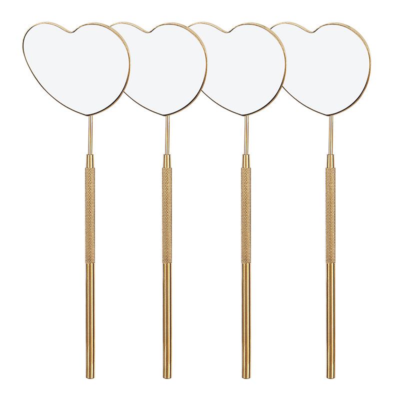 Heart-Shaped Anti-Fog Eyelash Extension Mirror - Stainless Steel, Anti-Curl Design