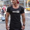 Muscleguys Sommer Herren Muskeltraining atmungsaktiv Kurzarm Fitness Sport T-Shirt leichte Baumwolle Gym Bodybuilding Unterhemd Mode schlanke T-Shirts