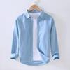 Men's Casual Long-Sleeve White Linen Shirt - Lightweight, Trendy Spring/Summer Top