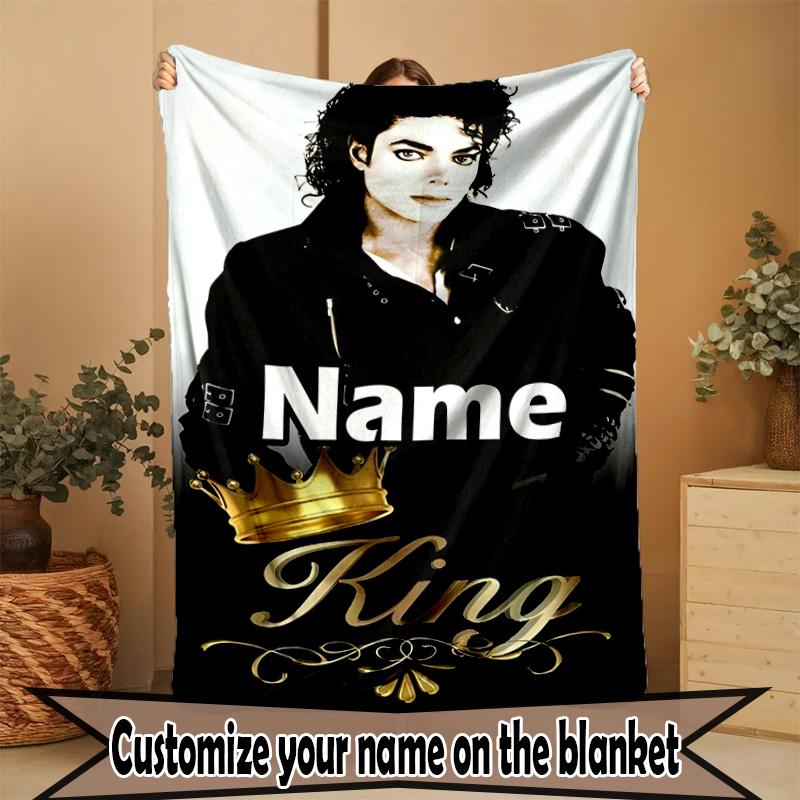 Personalisierte Michael Jackson Druckdecke mit individuellem Namen, Heimdekoration, Schlafzimmer, Sofa, Camping, Couch, Geschenke für Geburtstag WeihnachtenEnthusiasten