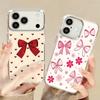Cute Cartoon Bowknots Print Case For iPhone 17 Pro Max iPhone 16 15 14 13 Pro Max 11 17e 16e Plating Lens Frame Clear Soft Silicone Back Cover