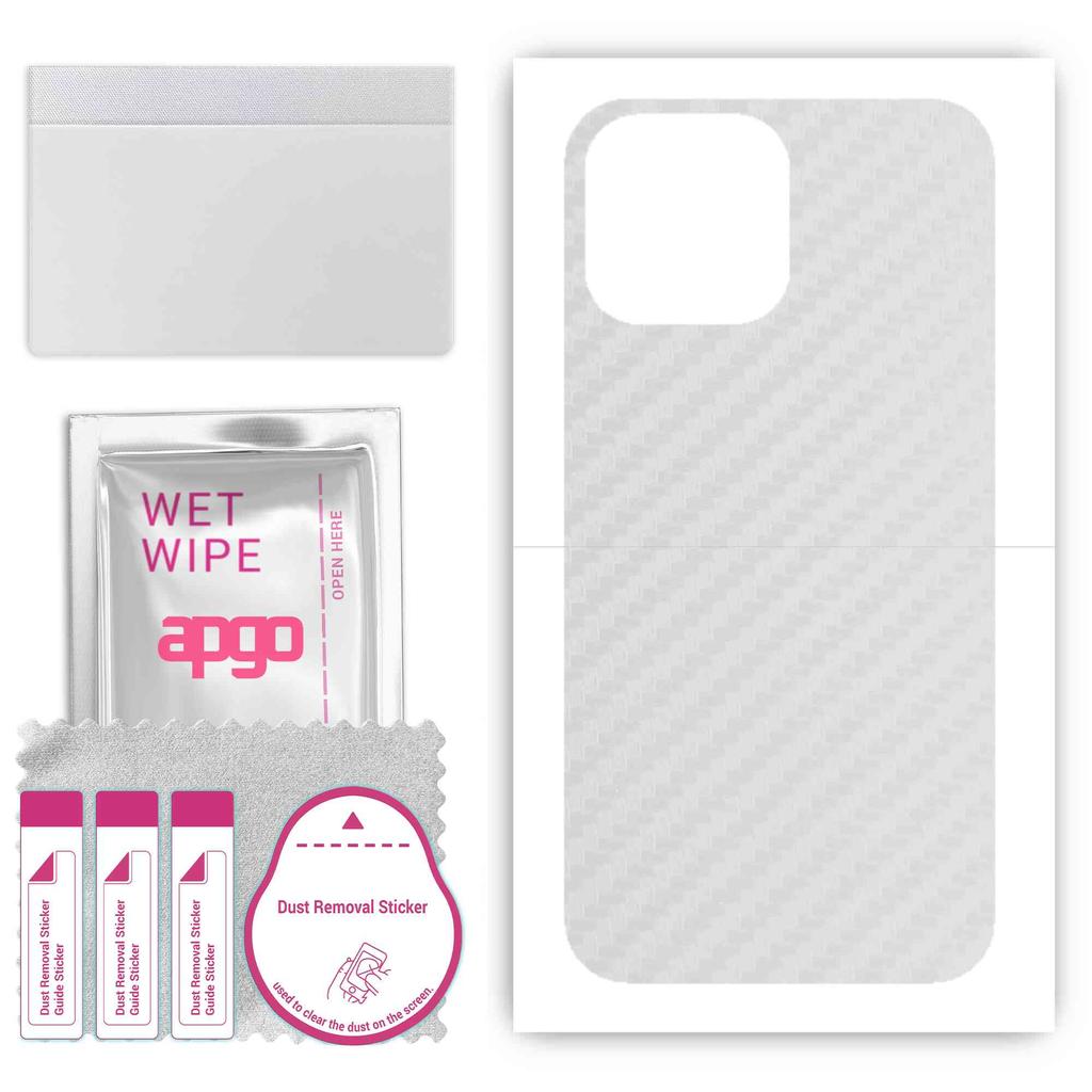 apgo Autocolant de protecție pentru spate compatibil cu Apple iPhone 13 Pro Max, folie, folie, vinil - model Carbon transparent