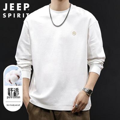 JEEP SPIRIT Męska koszulka z długim rękawem i okrągłym dekoltem