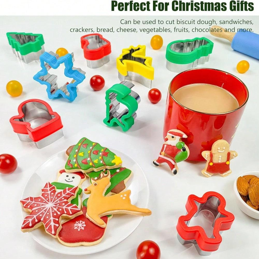 Edelstahl-Ausstecher Weihnachten Thema Brotpressform Backzubehör mit Baum Schneemann Rentier Schneeflocke Form