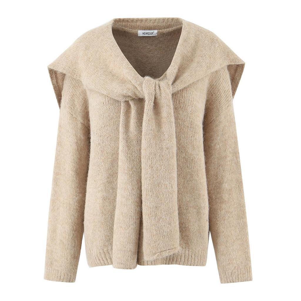French Autumn Gentle Style Soft Knitwear Pullover and Shawl Two-Piece Set Sweater Top