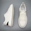 Men's Genuine Cowhide Casual Skate Shoes - Versatile, Lightweight, Breathable White Leather for Autumn Trend.