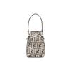 Fendi Mon Tresor FF Pattern Metallic Effect Detachable Shoulder Strap Bucket Bag Women Shoulder Bag Silver 8BS010APKVF1MZS