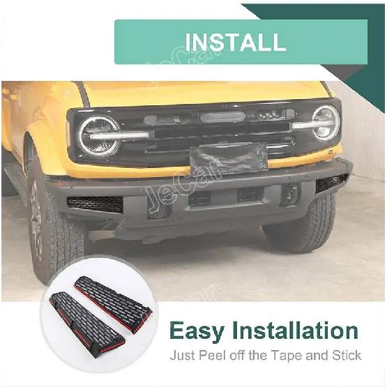 JeCar Car Front Bumper Racing Grill Insert Grille Trim ABS Sticker Cover For Ford Bronco 2021 UP Car Exterior Accessories