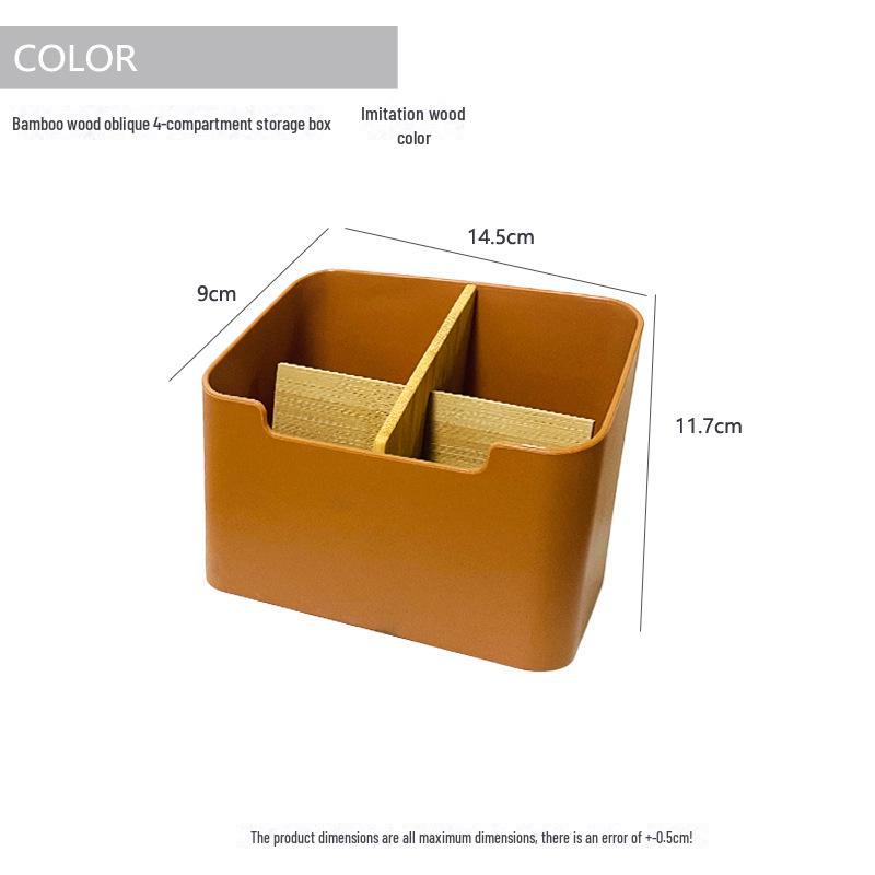Bamboo & Wood Multifunctional Desktop Organizer for Cosmetics, Makeup Brushes, Stationery, and Remotes