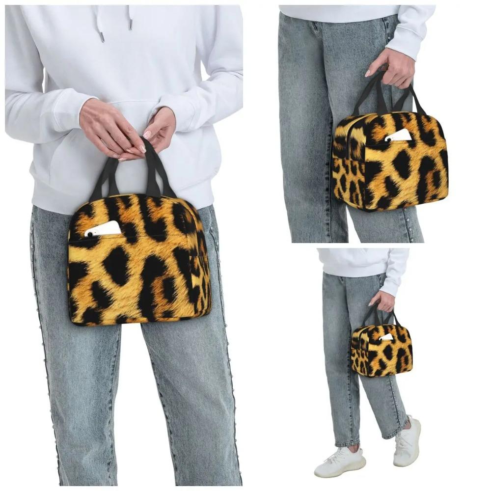 Leopard Print Insulated Lunch Bag for Kids School Cooler Thermal Food Box Tote Portable Lunch Boxes Container