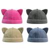 Sweet Cat Ears Brimless Hat Adjustable Basin Hat Foldable Solid Color Beanie Hat  Unisex