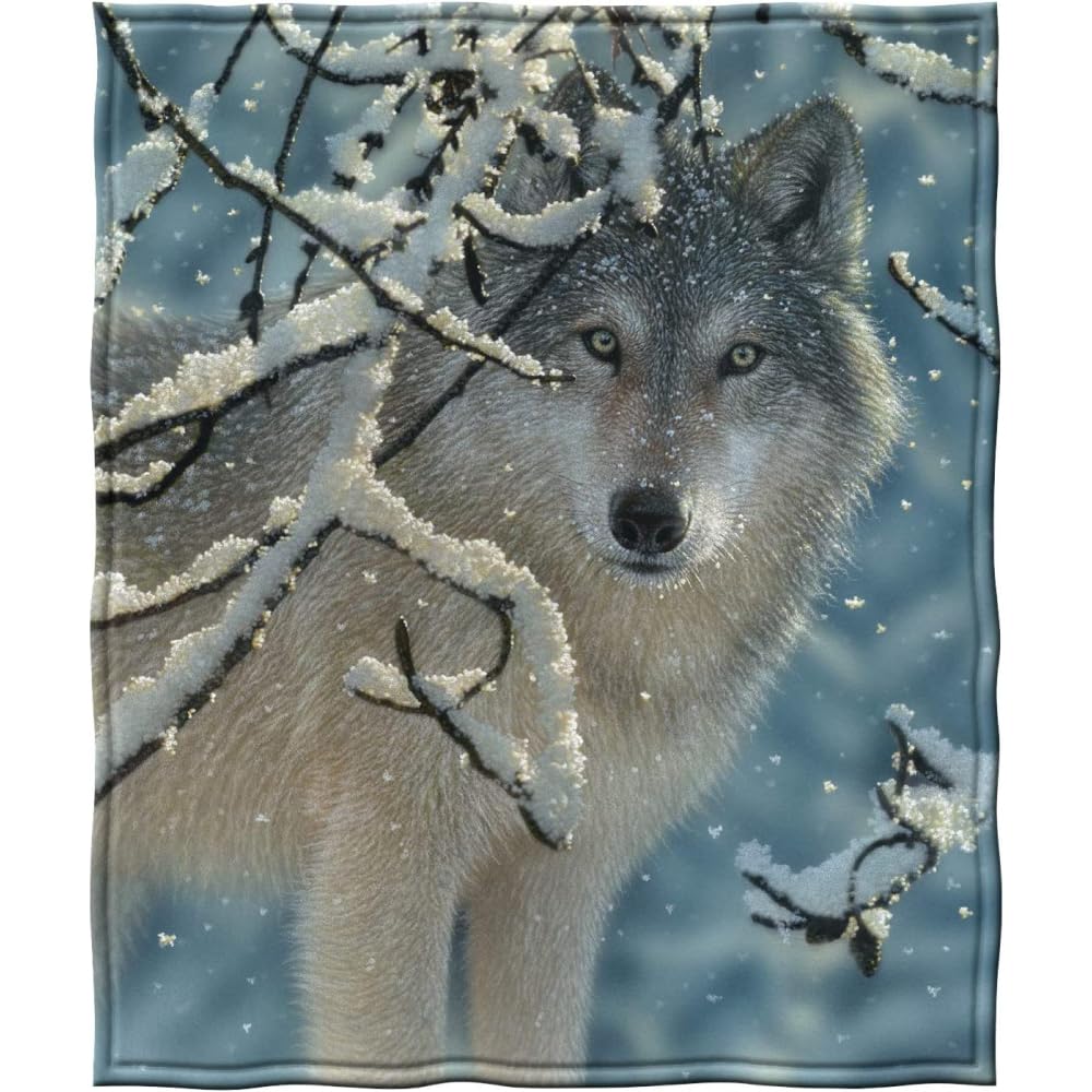 Wolf Deken Wilde Dier Wolf Print Fleece Deken Zacht Lichtgewicht Warm Flanellen Plaid voor Beddengoed Bank Tweepersoons King