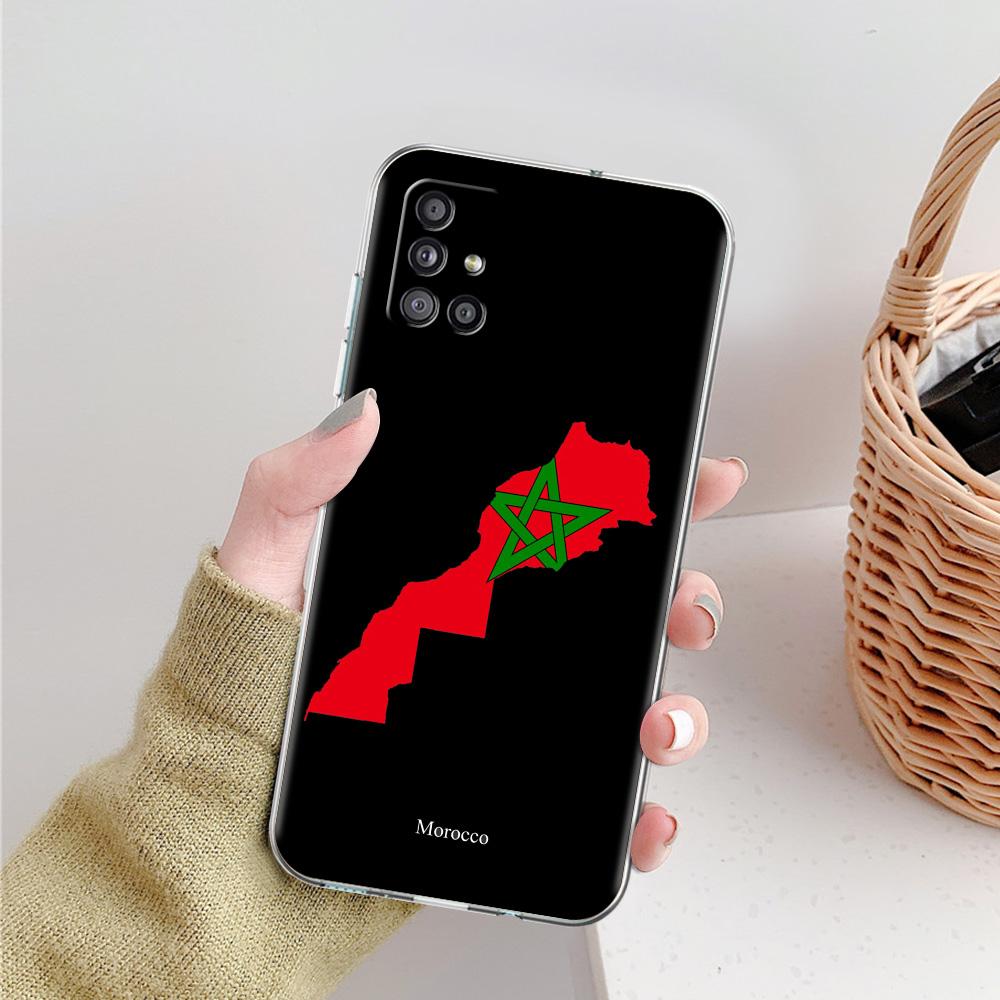 Phone Case For Samsung A15 A13 A35 A55 A51 A71 A41 A31 A21S A03S A05 A17 A23 A25 A33 A53 A73 5G A07 4G Cover Morocco Flag Soccer