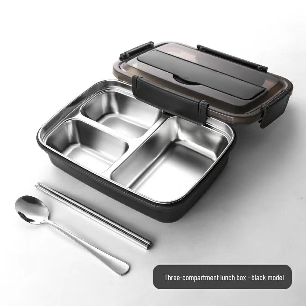 Multi-Compartment Stainless Steel Bento Box - No Flavor Mixing, Microwave Safe, Ideal for Students and Office Workers, Portable Lunch Solution