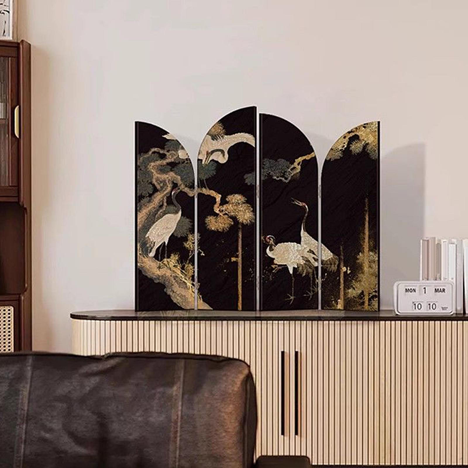 

Китайский Дизайн Мини Экран Орнамент 4 Панели Перегородка Эстетические Поделки Принт Птицы и Цветы для Style B