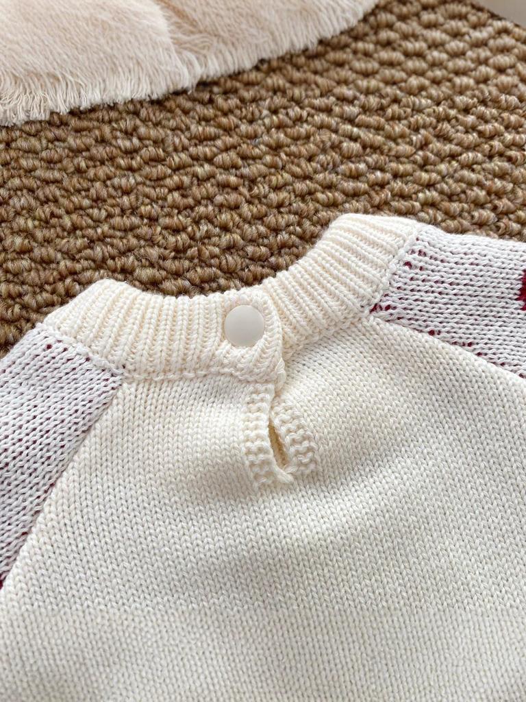 2026 Girls' 100% Cotton Knit Bodysuit - Autumn/Winter Romper Sweater for Photos and Outings