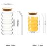 350/480ml With Lid And Straw Set Of 2pcs Heat-resistant Wave Cup Beer Juice Ice Coffee Cups Cocktail Fruit Glass Drinkware
