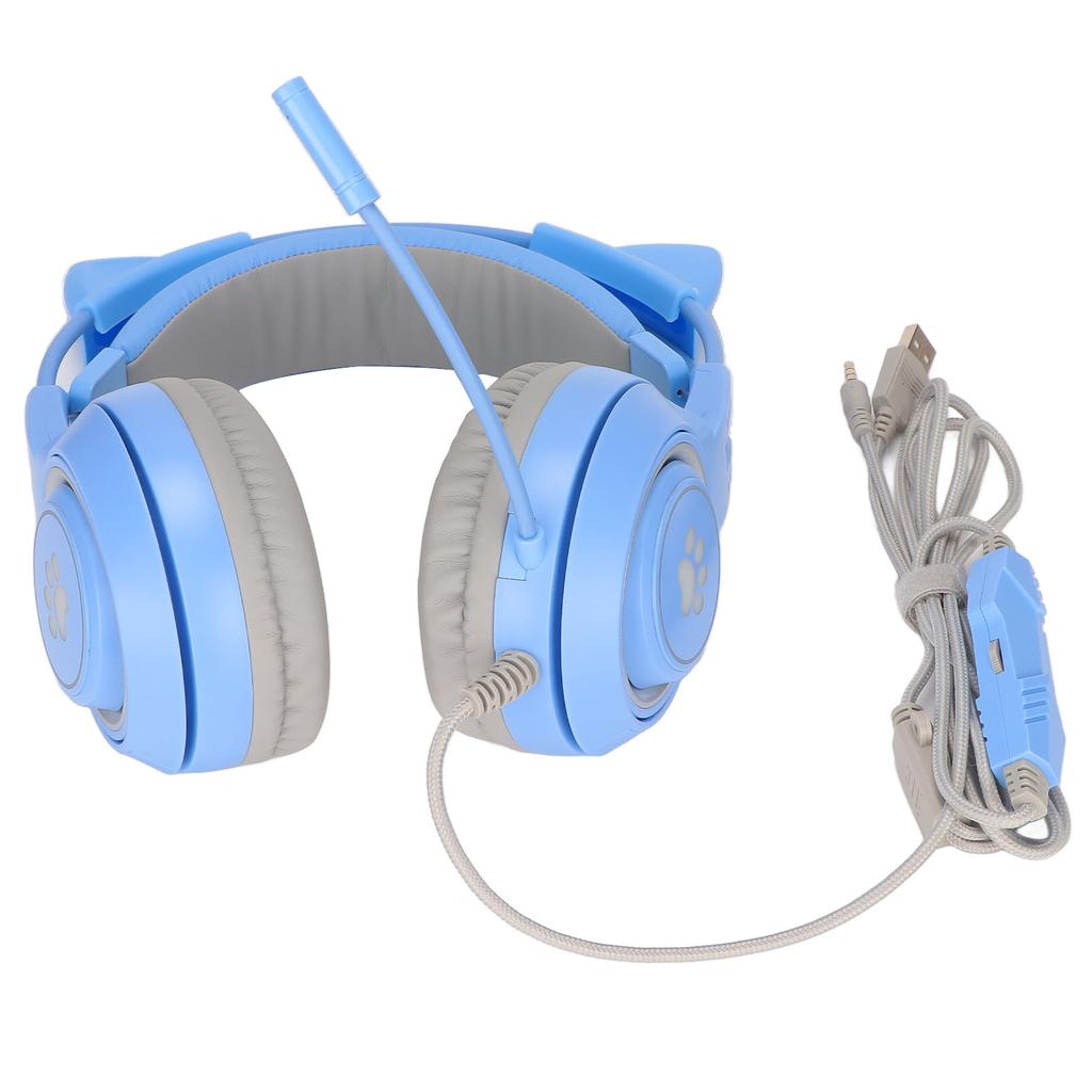SY 5 Cat Ear Gaming Headset USB+3.5mm Plug Gaming Headphone Supports Volume Adjustment Microphone  (Pink )