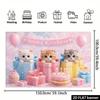 2D Cute Kitten Happy Birthday Backdrop Pink Balloon Photography Background