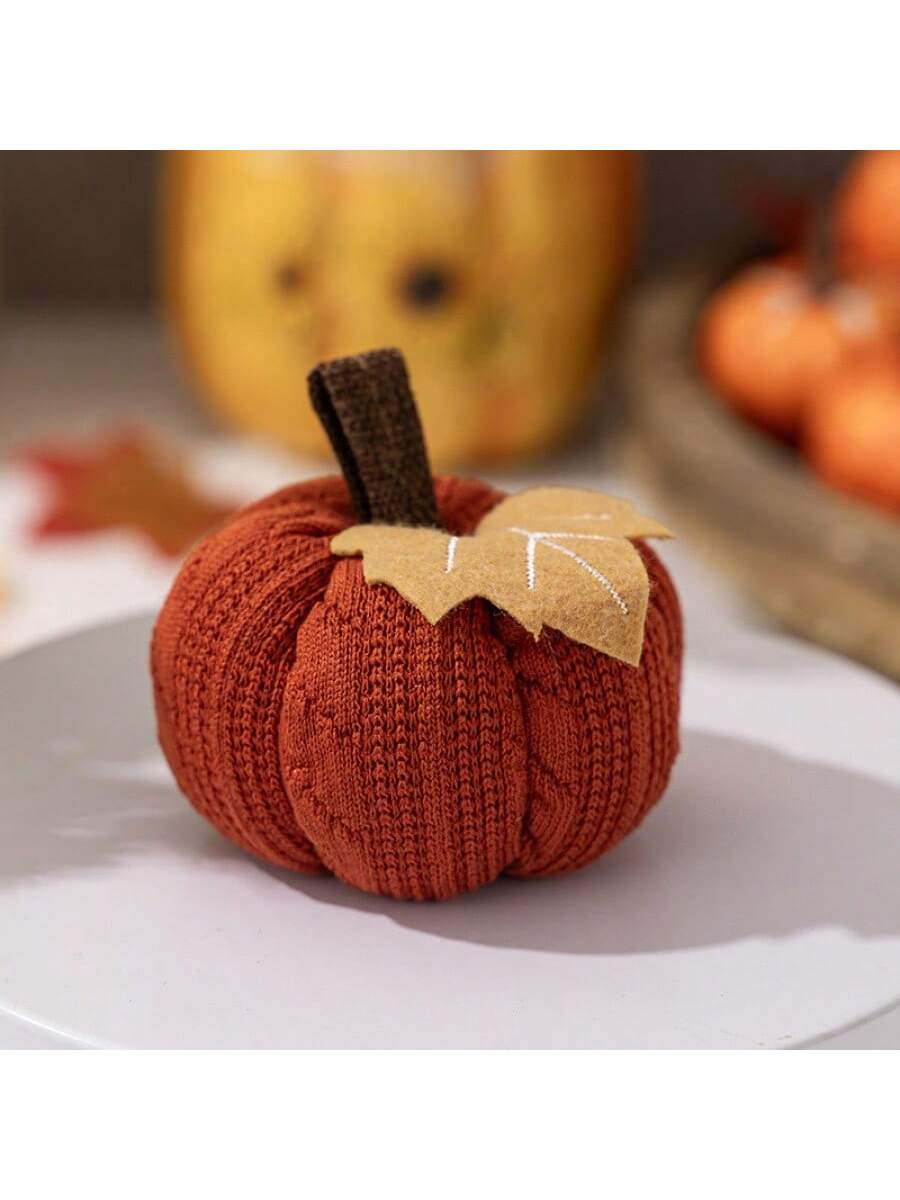 

Knitted Soft Pumpkin Artificial Pumpkin For Home Thanksgiving Harvest Party Decorations Bedroom Decoration Halloween Decor