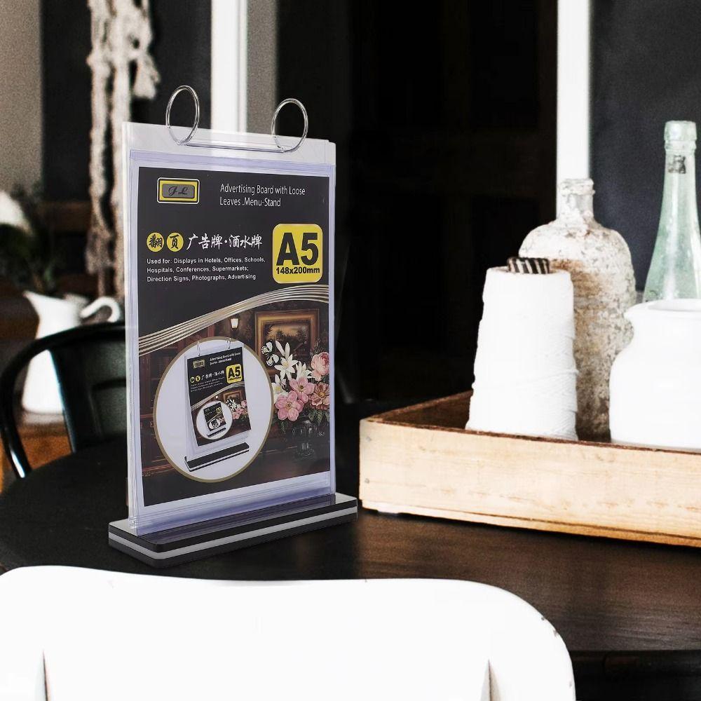 A4/A5 Menu Display Stand Sturdy Base Pageable Folder Tabletop Loose-leaf Rack  Exhibition