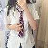 White Short Sleeved Shirts for Women Japanese College Style Versatile Loose Shirt with Tie Summer Single Breasted Blouse