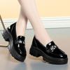Fashion 5.5cm British Style Thick Bottom Patent Leather Loafers Women's Platform Shoes 2024 Spring Shallow Block Heels Shoes Office