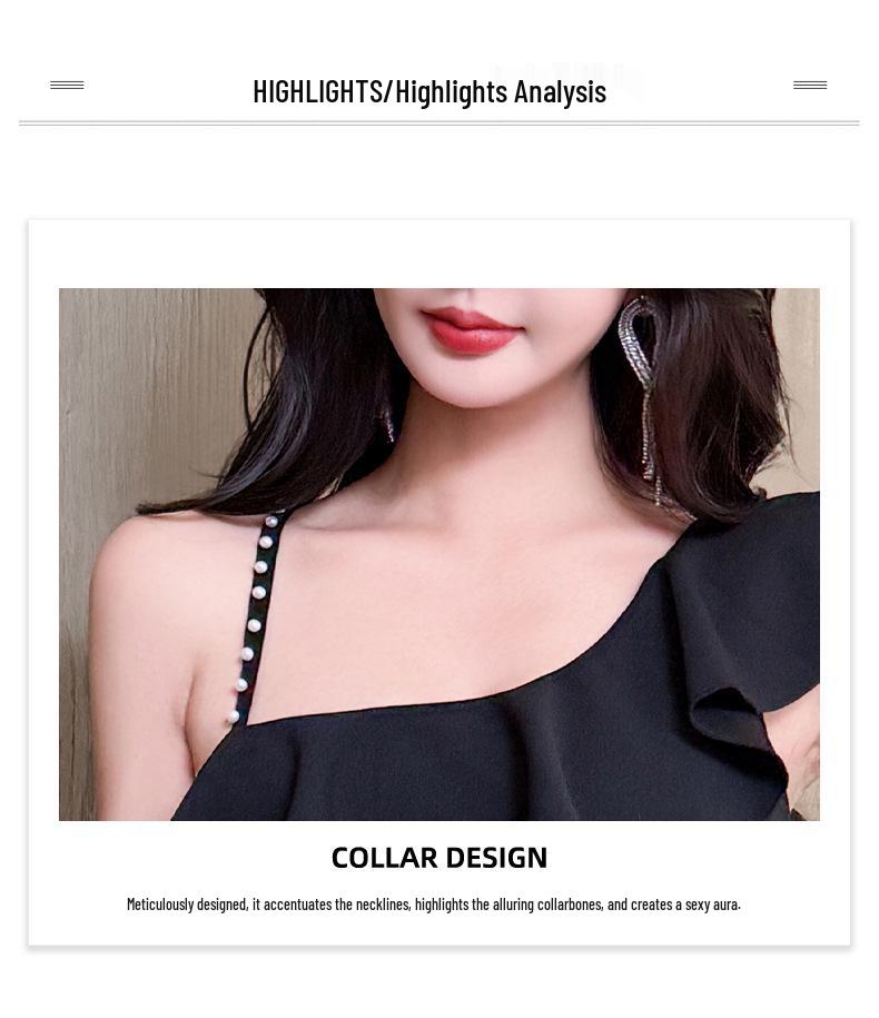 Women s Korean Style One-Shoulder Spaghetti Strap Bodycon Dress 3XL