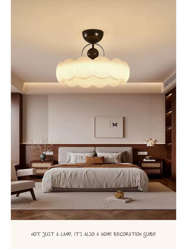 Pre-owned Retro Round Walnut Wood Chandelier for Bedroom or Study - Eye-Protection Ceiling Light