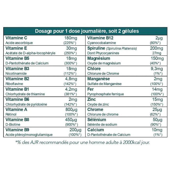 60 Gélules Vitamines+ Minéraux Formule Tonus 3 boîtes
