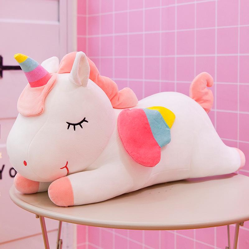 

Pink Unicorn Rainbow Plush Doll - Cute Angel Pony Cushion 30cm 0.14kg білий