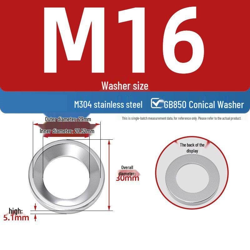 304 Stainless Steel Conical, Spherical, and Concave Convex Washers (M6, M8, M10, M12)