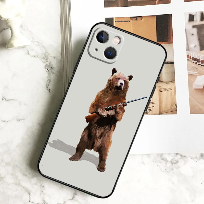 Cartoon Grizzly Bear Phone Case For iPhone 17 16 14 13 12 11 15 Pro Max Plus 12 13 Mini 16e 17 Air Cover Coque
