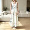 Figure-Flattering Sleeveless Maxi Dress,Floral Print,Lightweight Loose Fit,Flowy Skirt,Casual Summer Daily Wear for Women