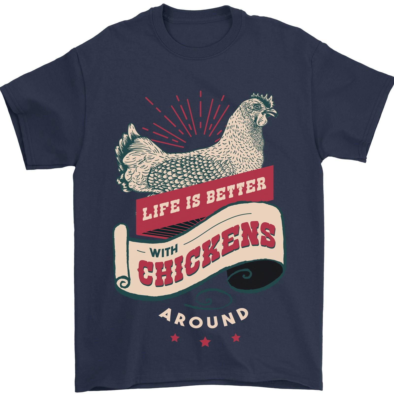 Life is Better With Chickens Around Farmer Mens T-Shirt 100% Cotton XL