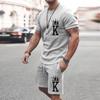 2025  New Men's Summer Leisure Sports Running Set Oversized Men's Refreshing Top Y2K Style Printed 3D Poker Pattern Fashion Set