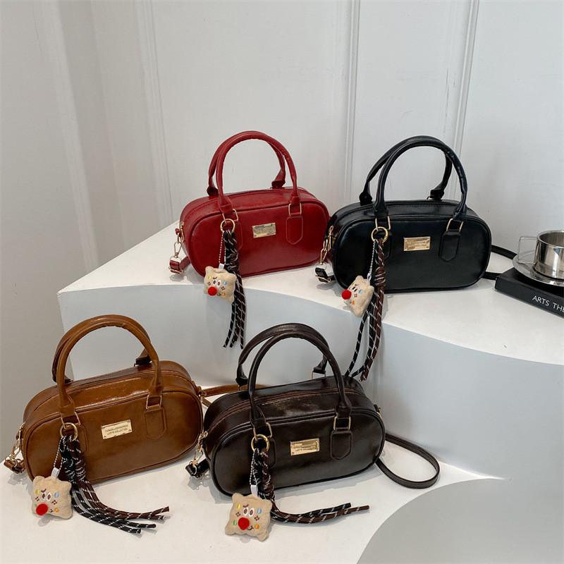 Small Vintage Crossbody Square Bag Handbag With Pendant For Girl Use Daily