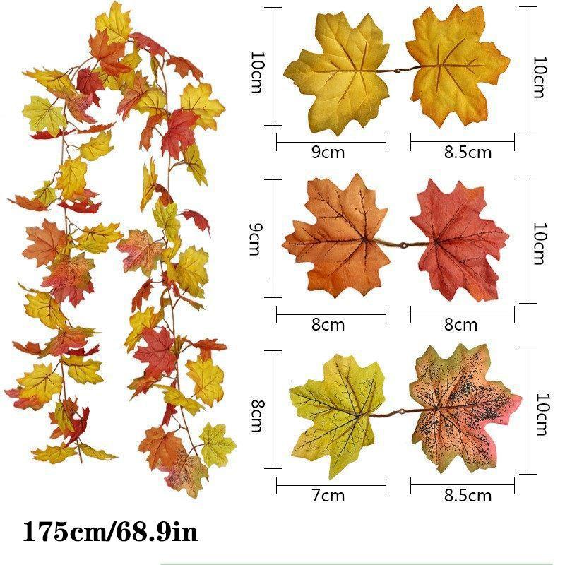 Autumn 180cm Artificial Fall Maple Leaves Garland Hanging Plant Home Party Decor