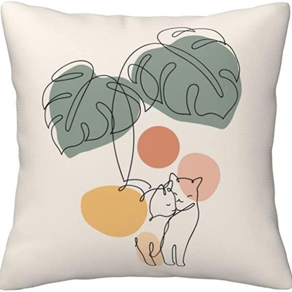 Kitten Gift Pillowcase Cute Pet Printed Linen Pillow Cushion Cover Bedside Living Room