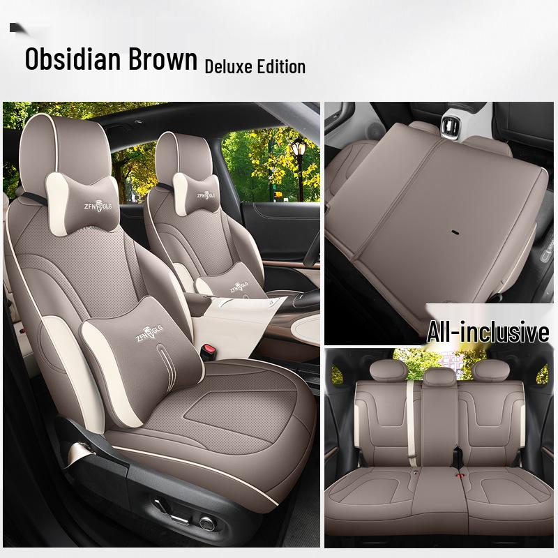 Smart Elf 1 Full Leather Car Seat Cushion - Universal Fit for All Seasons, Five Seats