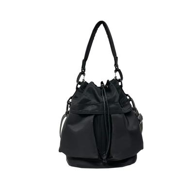 Women's 2-way Drawstring Nylon Bag, Ultra-lightweight, Can Be Carried by Hand or Over the Shoulder, with a Drawstring Strap (black)